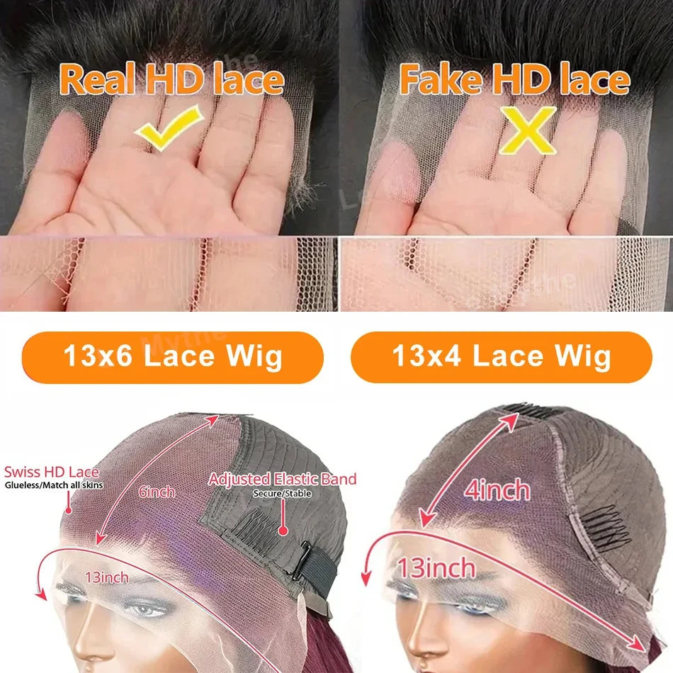 Deep Wave Burgundy HD Lace Front Wigs